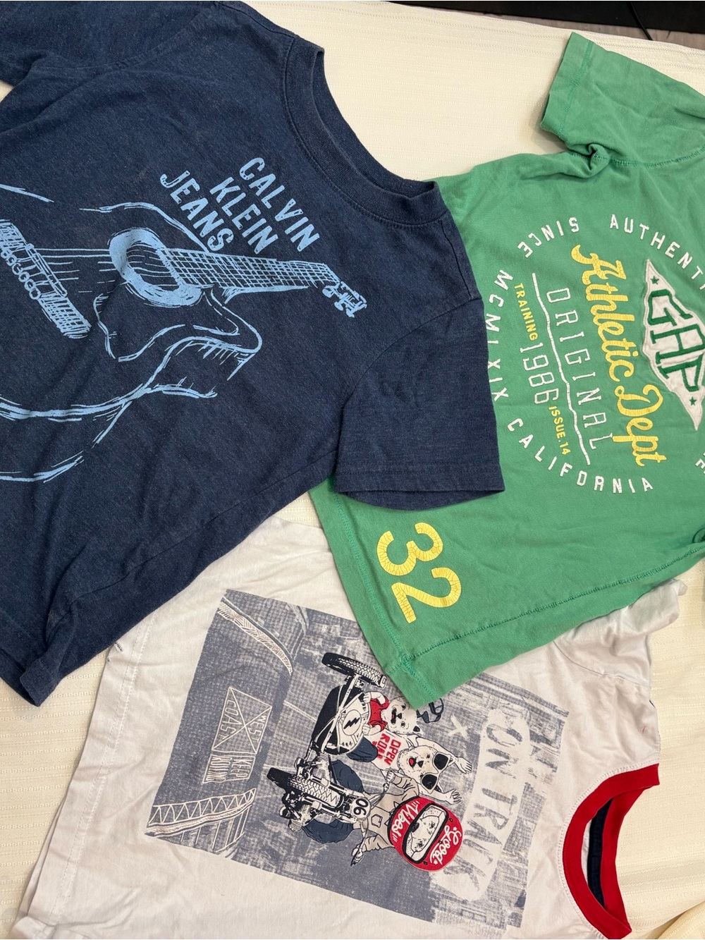 Calvin Klein Jeans Navy Tee with Light Blue Guitar Graphic